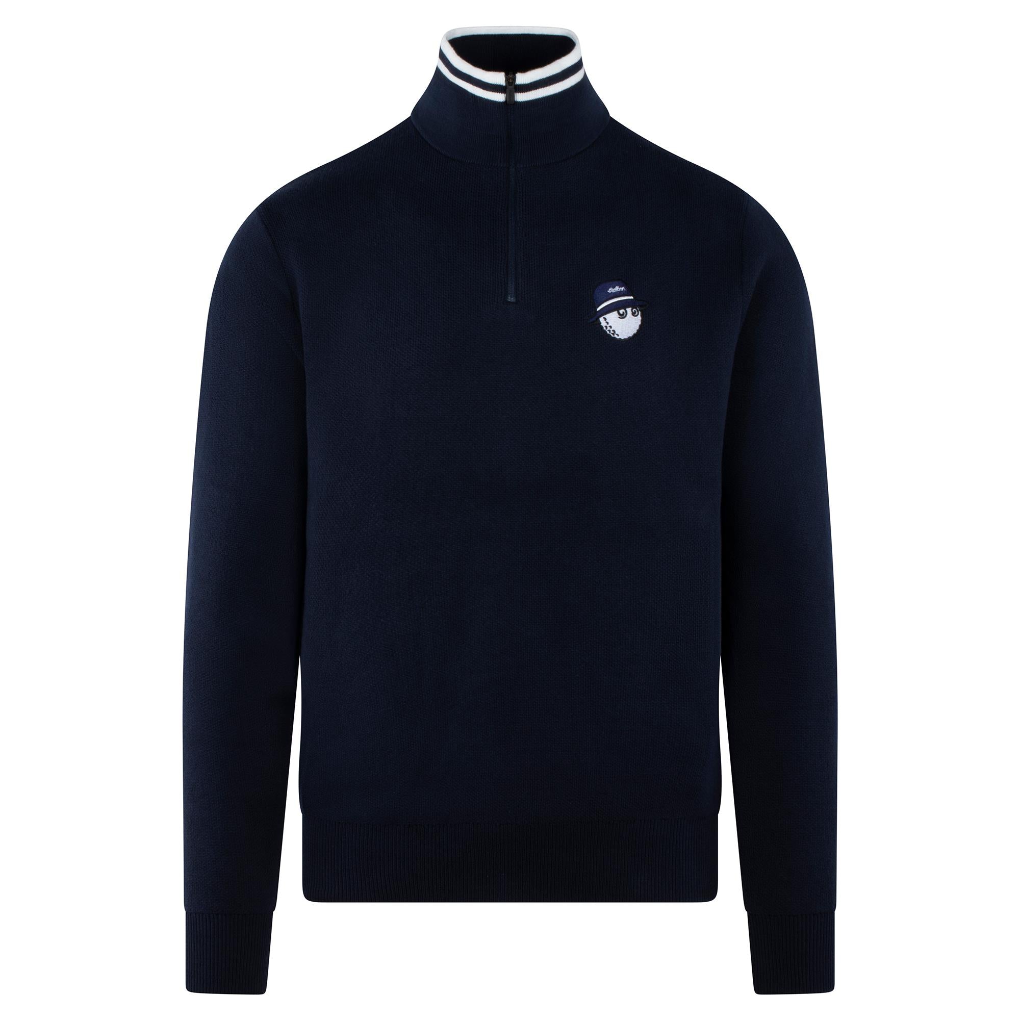 Malbon Golf Cooper Bucket Sorrel Knit Quarter Zip Sweater Navy